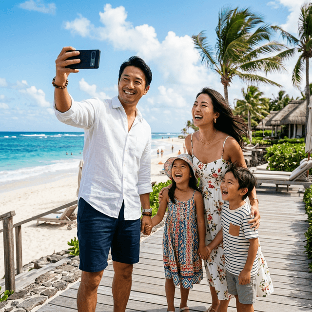 家族旅行を楽しむ